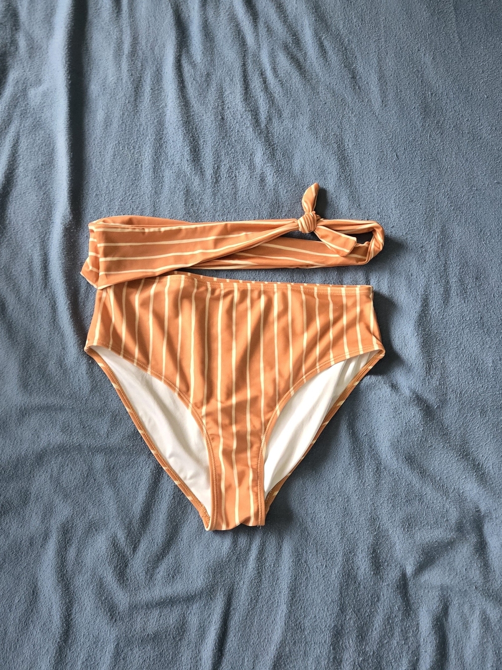 Nani Side Tie Bathing Suit In Terracotta With Stripe. Size L - Picture 7 of 13